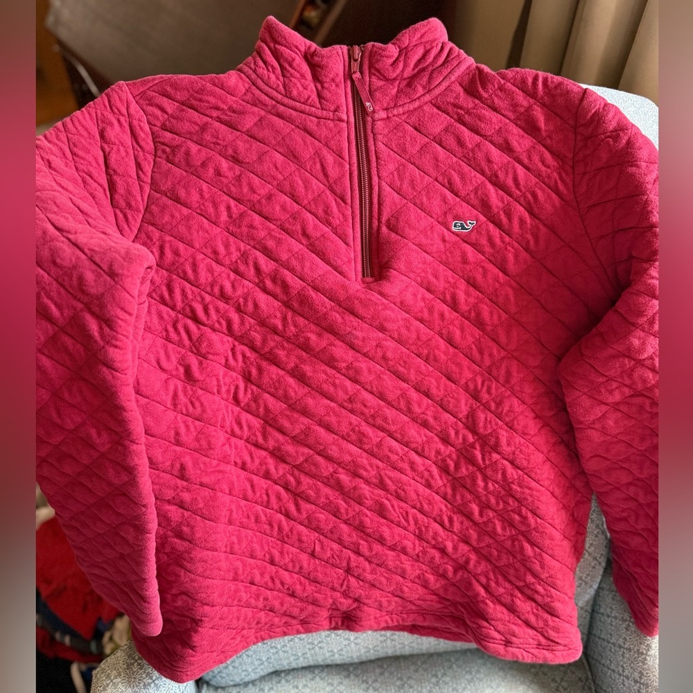 Vineyard Vines Pink Quilted Half-Zip Pullover